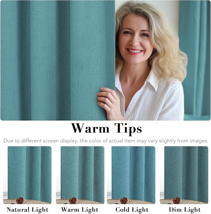 H.VERSAILTEX Primitive Linen Curtains 100% Blackout Curtain Drapes Burlap - Image 5