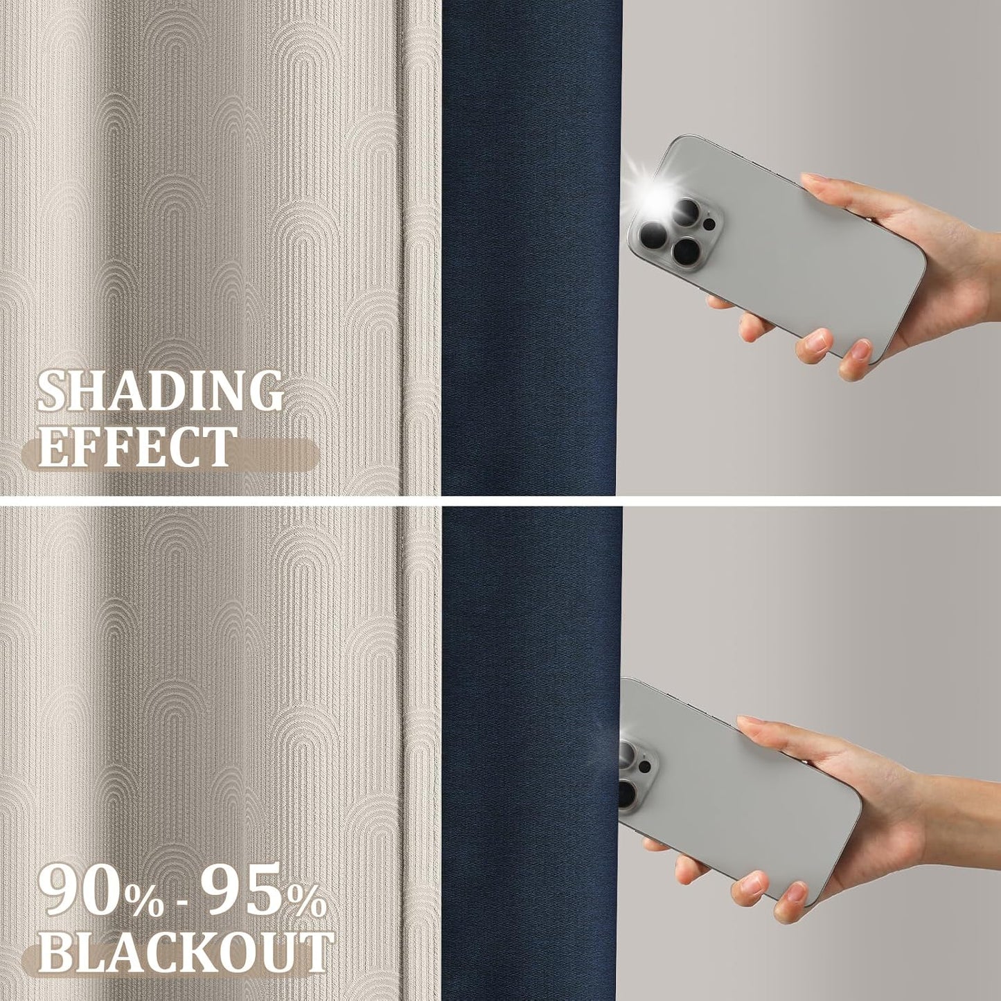 Beige Boho Blackout Curtains 2 Panels for Bedroom 52W*84L | Mid Century Modern Cotton Textured Patterned Drapes