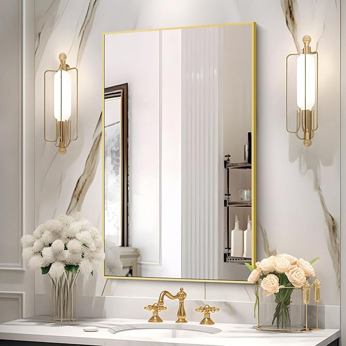 Gold Bathroom Mirror for Wall, 30x48 Inch Rectangle Mirrors - Image 6