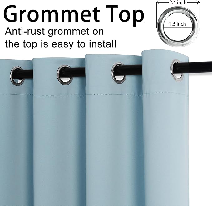 JIUZHEN Light Blue Blackout Curtains - Image 5