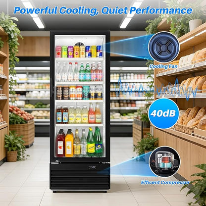 Commercial Beverage Refrigerator, 24.5" Glass Door Display Fridge, 15 Cu.Ft - Image 9