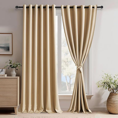 JIUZHEN Beige Blackout Curtains by JIUZHEN
