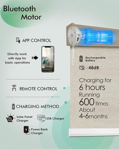 Yoolax Motorized Blinds with Remote, Light Filtering Remote Shades - Image 3