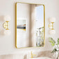 TokeShimi Gold Bathroom Mirror 22x30, HD Tempered Glass, Brushed Gold Bathroom by RefinedBathroomAccessories