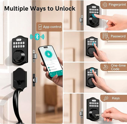 APP Fingerprint Door Lock Set, Keyless Entry Door Lock, Front Handle Set - Image 2