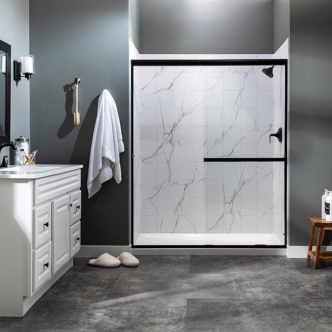 Palisade 78in x 60in x 30in Waterproof Vinyl Shower Surround Kit - Image 3