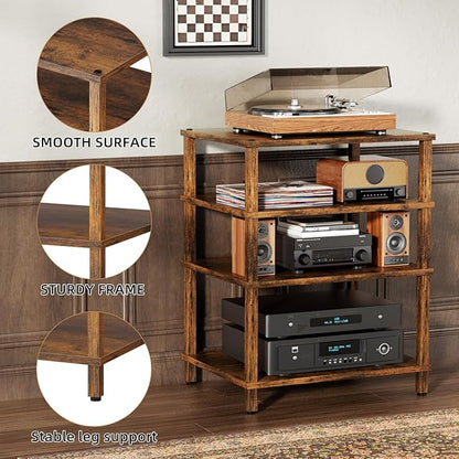 LELELINKY 4-Tier AV Media Player Stand Set of 2, Wooden TV Stand, Game Console - Image 4