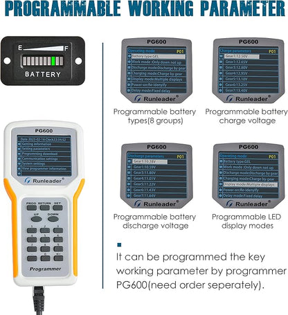Runleader 48V LED Battery Level Indicator, Programmable Battery Charge Meter - Image 5