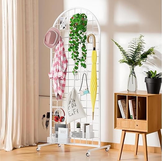 Asee'm Grid Wall Panels Display Stand 2' x 5.2' FT White Movable Wire Grid Wall - Image 4