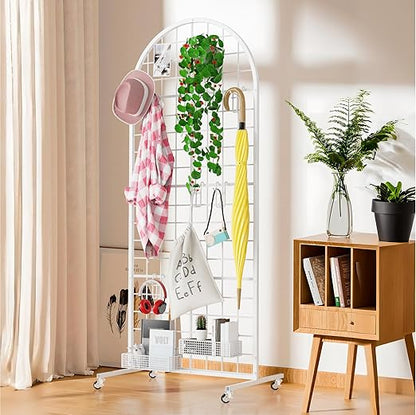 Asee'm Grid Wall Panels Display Stand 2' x 5.2' FT White Movable Wire Grid Wall - Image 4