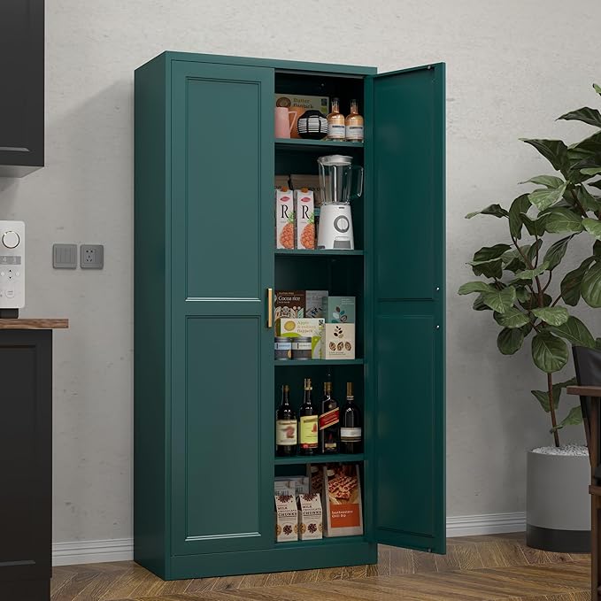71" Tall Metal Storage Cabinet, Kitchen Pantry Storage Cabinets - Image 2