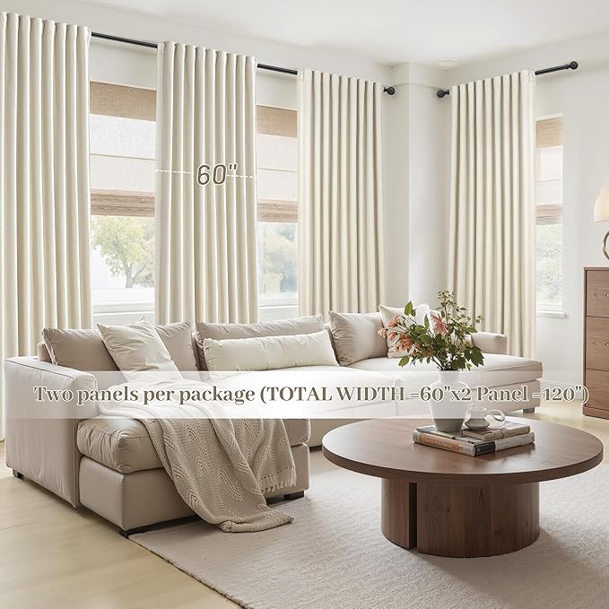 Cute Blackout Curtains 60 Inches Extra Wide Linen 84 Inch Length - Image 6