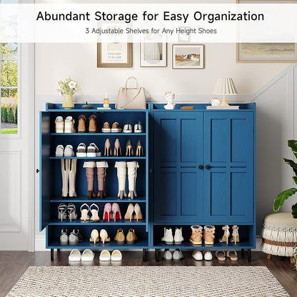 ONBRILL Shoe Cabinet with Cross Molding Doors, 6-Tier Shoe Storage Cabinet with - Image 3