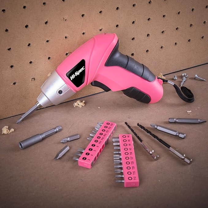 Hi-Spec Electric Screwdriver 27pc 3.6V Pink USB Small Power Screwdriver Set. - Image 6