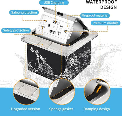 Vagueior Recessed Floor Electrical Outlet Kit, Waterproof Electrical Outlet - Image 3