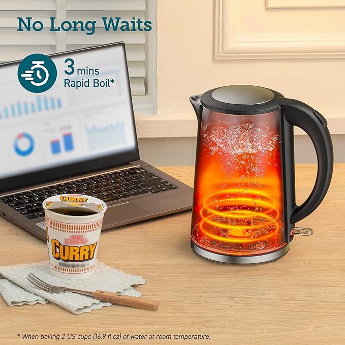 Cosori Electric Kettle, No Plastic Inner Lid, Filter & Spout, Stainless Steel - Image 5