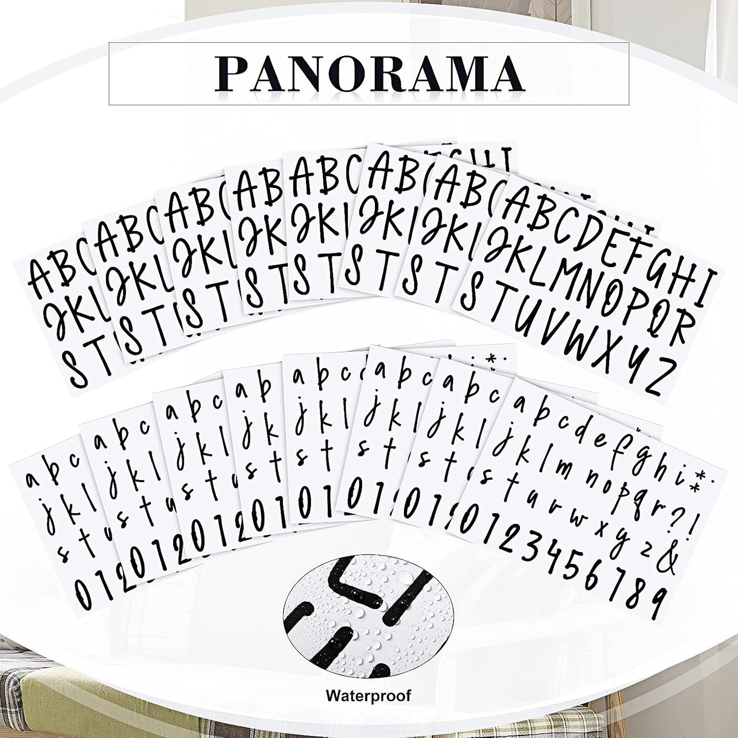 552 Pieces 8 Sheets Letter Stickers Self Adhesive Waterproof Vinyl Stick on Letters Mailbox Number Decals for Water Bottles Graduation Caps Window Door Sign Craft Scrapbooking(2 Inch,Black)