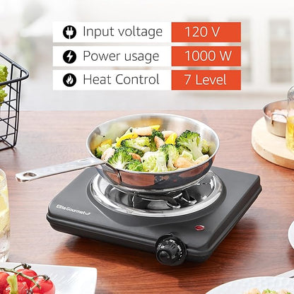 Elite Gourmet ESB100B Countertop Single Coiled Burner Electric Hot Plate - Image 6