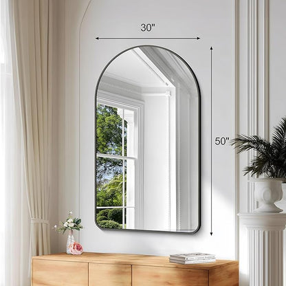 GLASHOM Arched Bathroom Mirror, Wall Mounted Mirror, Vanity Wall Mirror Metal - Image 3