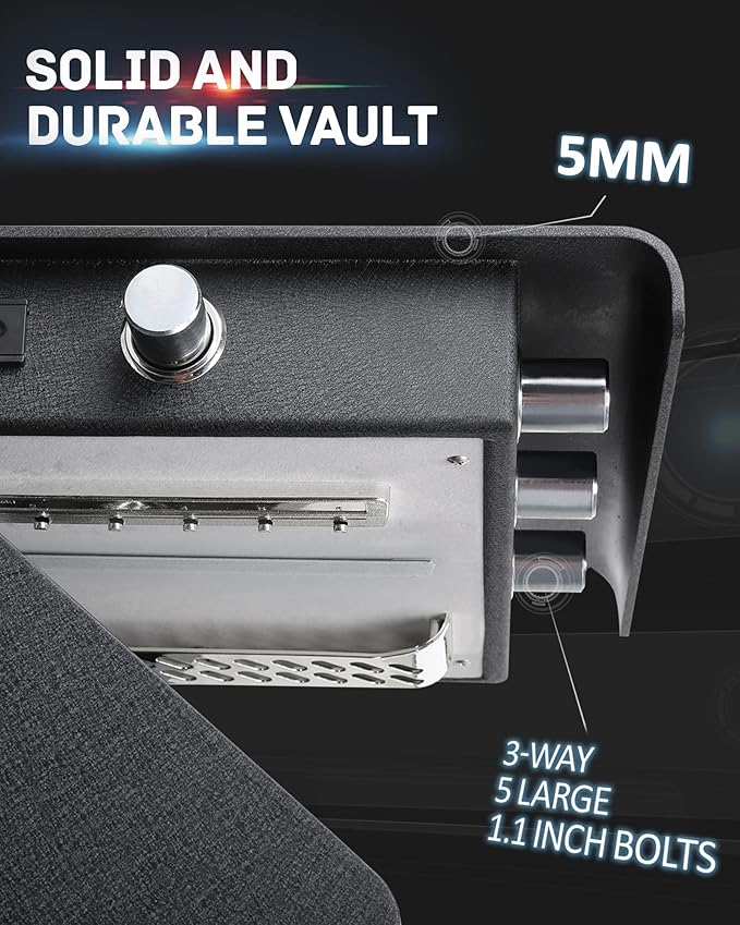 Deluxe Biometric Safe with Fireproof Waterproof Bag, 2.25 Cubic Feet Safe Box - Image 3