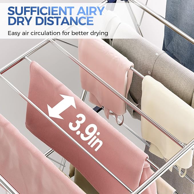 APEXCHASER Clothes Drying Rack, Foldable 2-Level Drying Rack Clothing, - Image 4