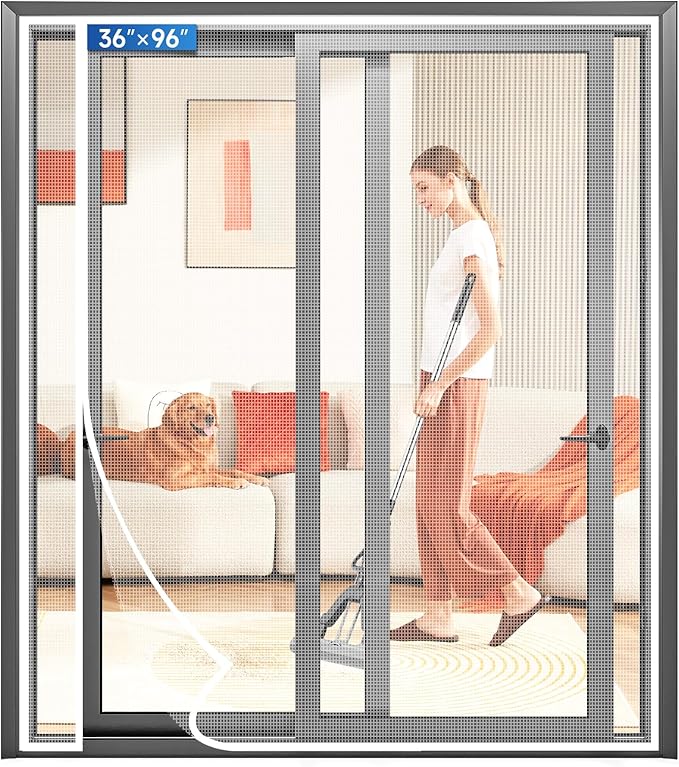 Magnetic Screen Door Left Right Side Opening Upgraded PET Mesh Greater Than by Longeas