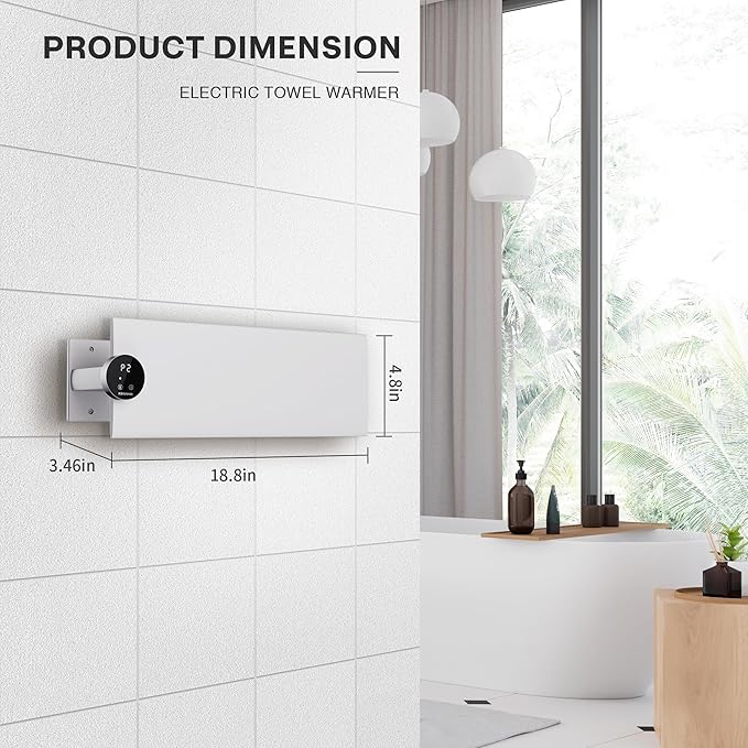 K&KALONZO Electric Towel Warmer, 18.8" W x 4.8" H Wall-Mounted Towel Heater - Image 7