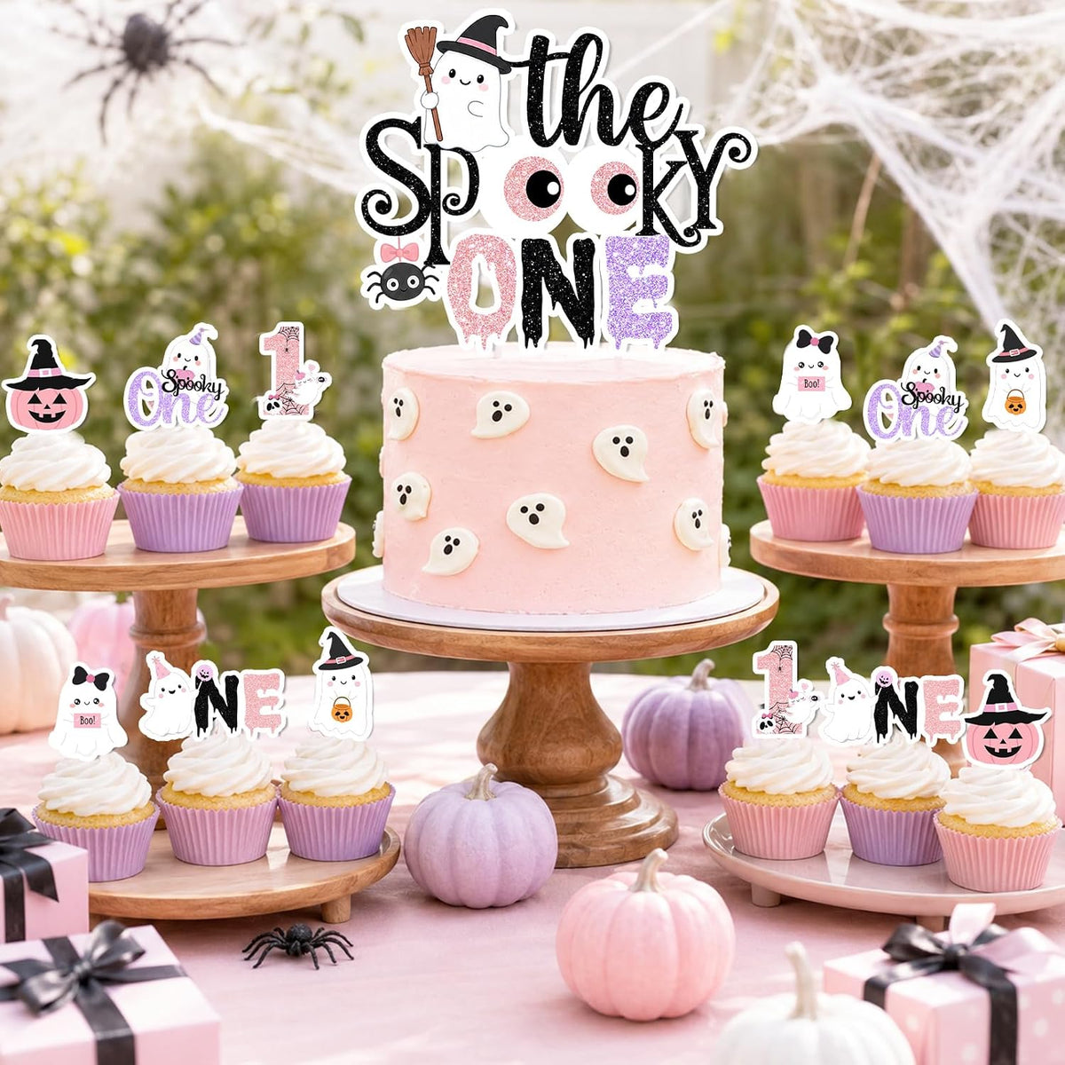 Spooky One Birthday Decorations Girl, 276 Pcs Pink Halloween 1st Birthday Par...