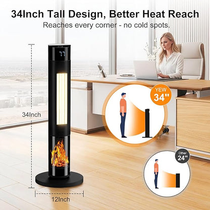 YEW Space Heater for Indoor Use, 80° Oscillating, 24H Timer, Thermostat & ECO - Image 8