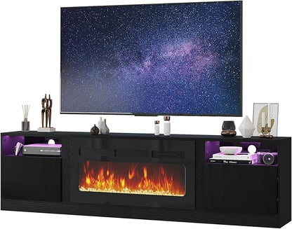 Fireplace TV Stand with 36" Electric Fireplace, LED Light Entertainment Center - Image 3