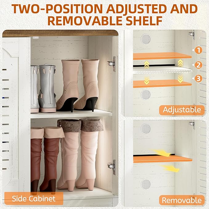 Vlsrka Shoe Cabinet with 3 Doors, Narrow Wooden Shoe Cabinet, Outdoor Hidden - Image 5