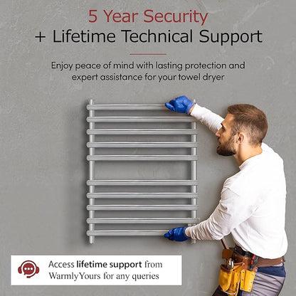 WarmlyYours Heated Towel Rack, 10-Bar Electric Towel Warmer, Brushed Stainless - Image 7