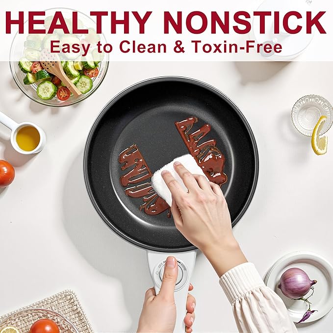 Dezin Hot Pot Electric Upgraded, Non-Stick Sauté Pan, Rapid Noodles Electric Pot - Image 5