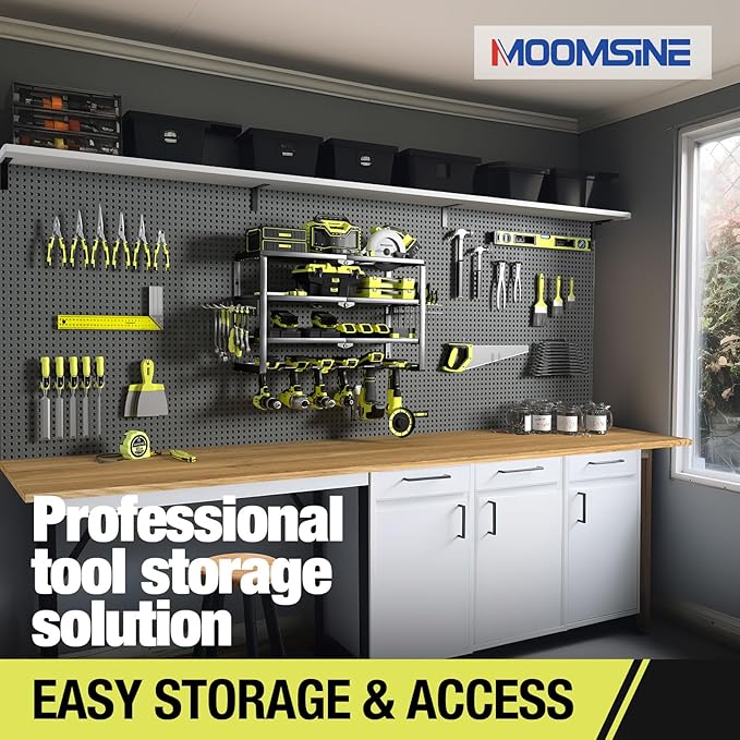 4 Layer Power Tool Organizer Wall Mount, Battery Tools Holder - Image 6