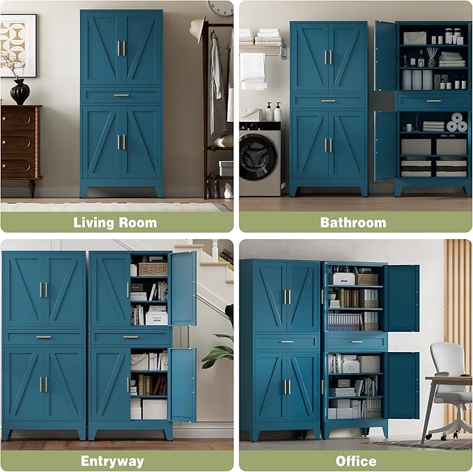 COFaR Farmhouse Storage Kitchen Pantry Cabinet - Image 4