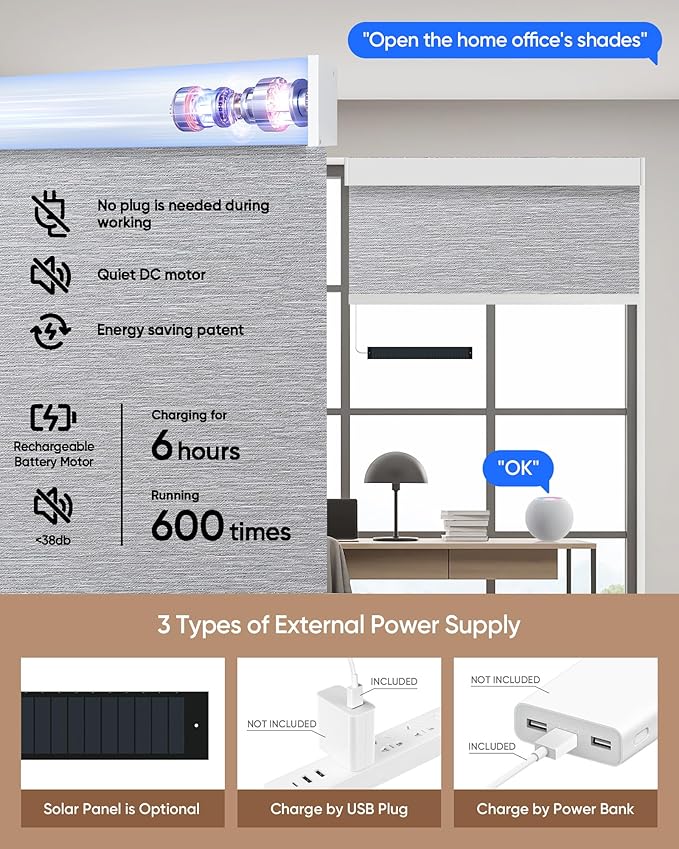 Kincmo Motorized Blinds with Remote, 100% Blackout Motorized Roller Shades Work - Image 5