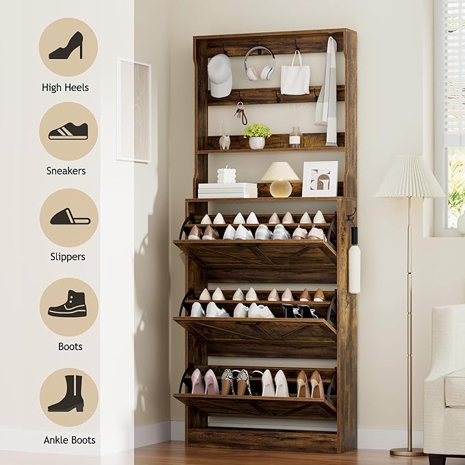 EOYUTLLY Shoe Cabinet Storage for Entryway, Narrow Shoe Rack Cabinet - Image 3