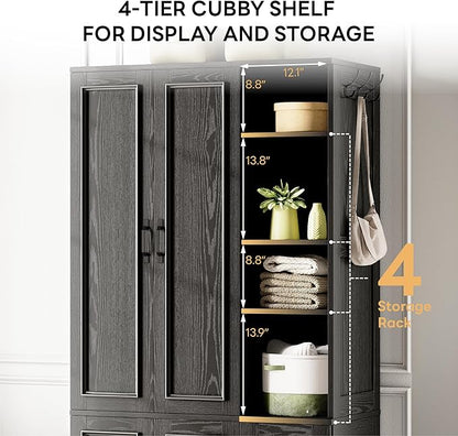 LIKIMIO Armoire Wardrobe Closet 70" H, 5 Doors Bedroom Wooden Wardrobe - Image 4