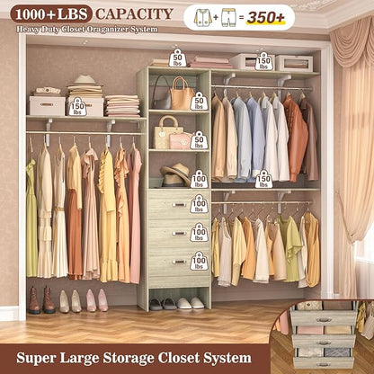 Armocity 96 Inches Closet System, 8FT Walk In Closet Organizer - Image 3