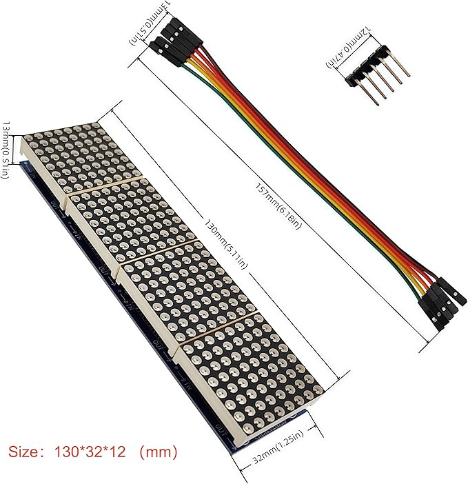 Yuuhseel 2PCS MAX7219 32x8 Dot Matrix LED Display Module 4 in 1 Common Cathode - Image 3