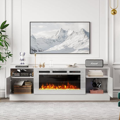 Fireplace TV Stand with Two Hinged Doors - Image 7
