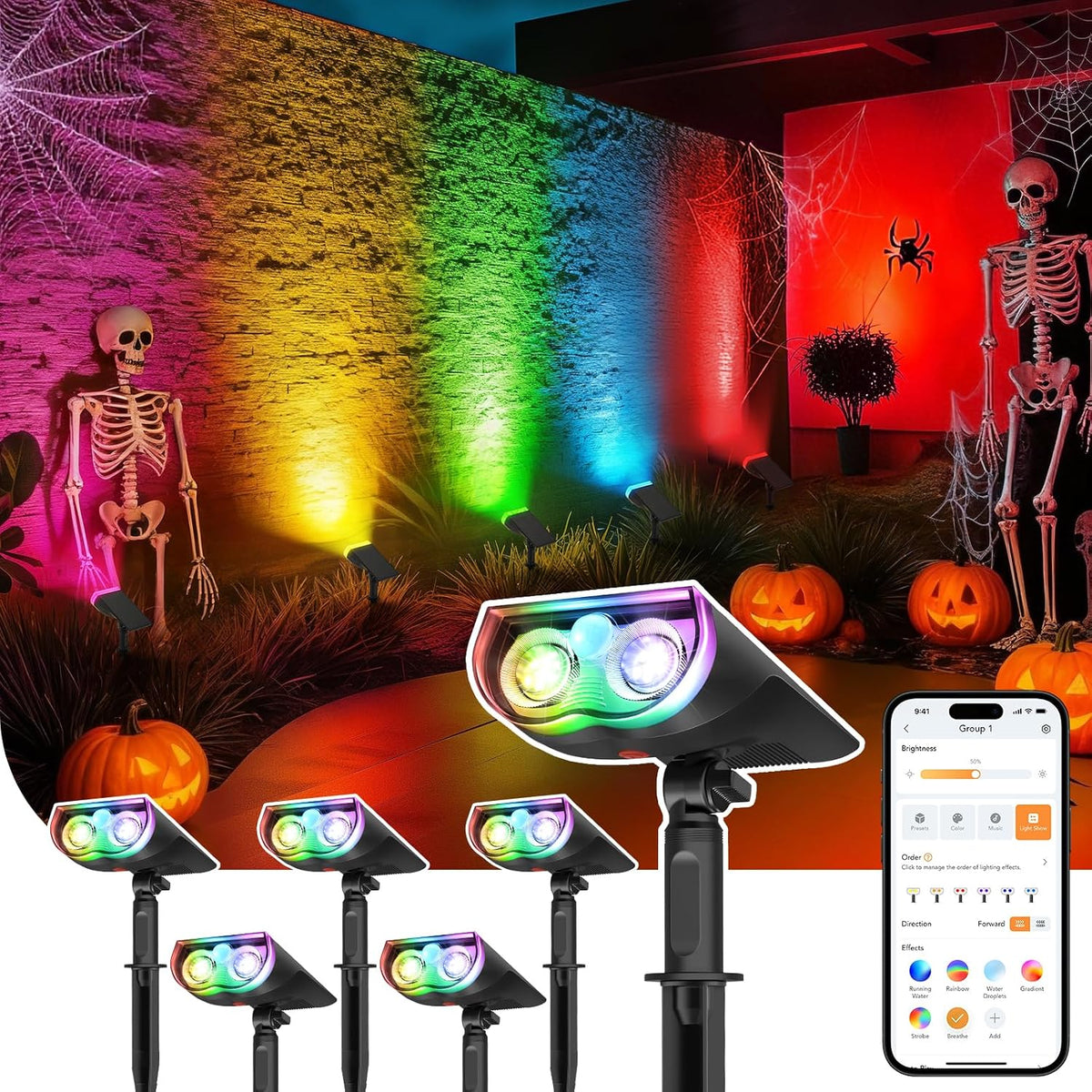 Linkind Smart Solar Spotlights SL5 with Motion Sensor, Halloween Decoration