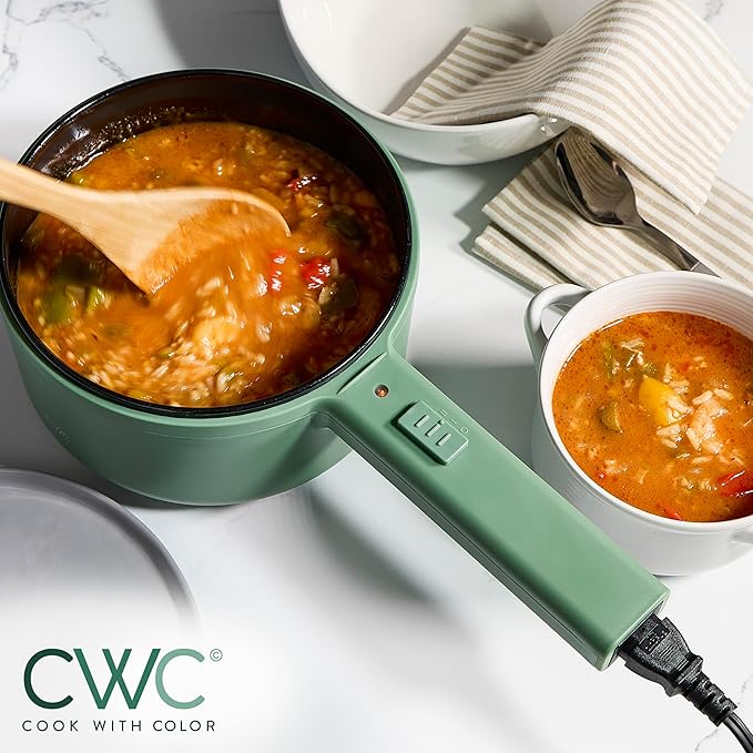 COOK WITH COLOR Electric Hot Pot, 1.6L Mini Cooker, 700W Power, Non-Stick - Image 3