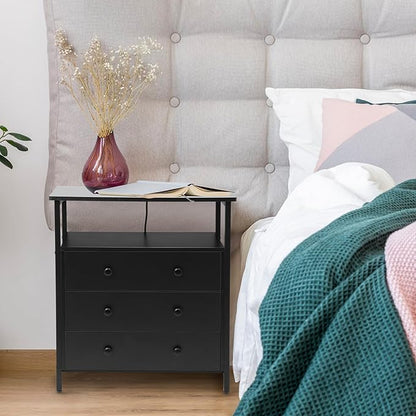Edbuosy 3 Wooden Drawers Nightstand, 27 Inch Wide Night Stand Set 2 - Image 7