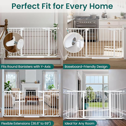 Cumbor Extra Wide Baby Gate, 36.6-69" Walk-Through Dog Gate - Image 6