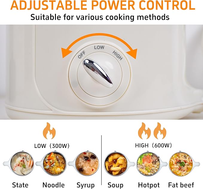 Electric Hot Pot with Steamer: 2.0L Ramen Cooker, Dual Power Adjustment - Image 3