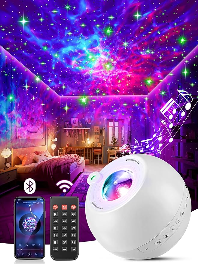 One Fire Galaxy Projector 360 Modes+15 White Noise+Bluetooth Star Projector by OneFire