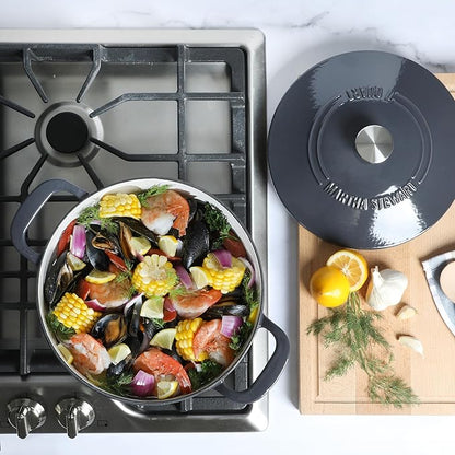 Martha Stewart Gatwick 7 QT Enamel Cast Iron Dutch Oven – Gray, Durable - Image 2