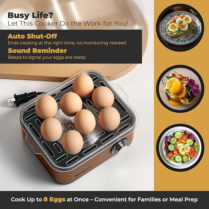 Annie & Mia Design Electric Egg Cooker, Stainless Steel 8 Egg Capacity egg - Image 3