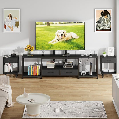 GYIIYUO LED TV Stand with Mount and Power Outlet & Fabric Drawers - Image 7